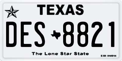 TX license plate DES8821