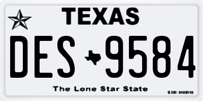 TX license plate DES9584