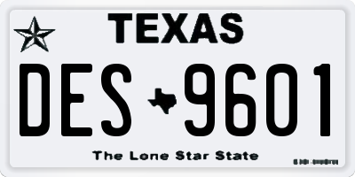TX license plate DES9601