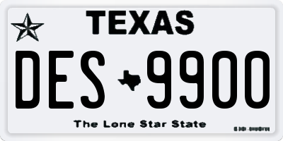 TX license plate DES9900