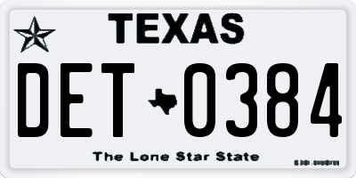 TX license plate DET0384