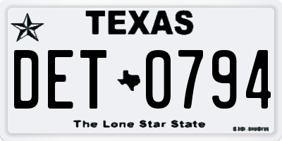 TX license plate DET0794