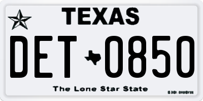 TX license plate DET0850