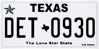 TX license plate DET0930
