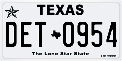 TX license plate DET0954