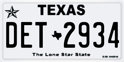 TX license plate DET2934