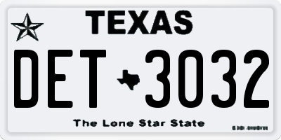 TX license plate DET3032