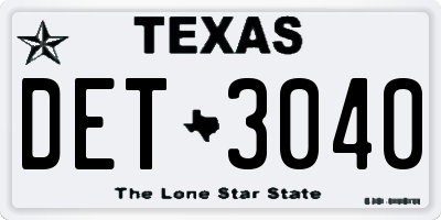 TX license plate DET3040