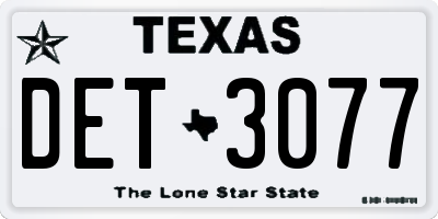 TX license plate DET3077