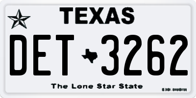 TX license plate DET3262