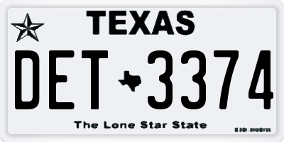 TX license plate DET3374