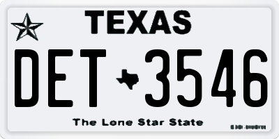 TX license plate DET3546