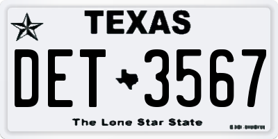 TX license plate DET3567