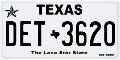 TX license plate DET3620