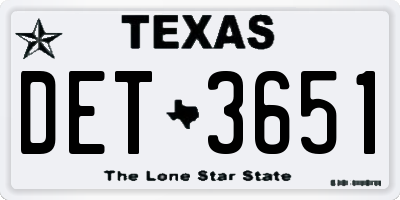 TX license plate DET3651