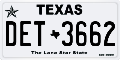 TX license plate DET3662