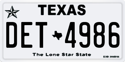 TX license plate DET4986