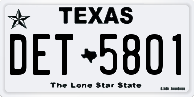 TX license plate DET5801