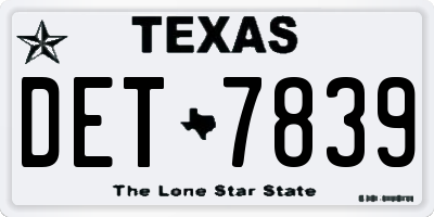 TX license plate DET7839