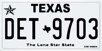 TX license plate DET9703
