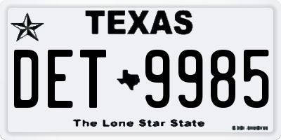 TX license plate DET9985