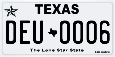 TX license plate DEU0006