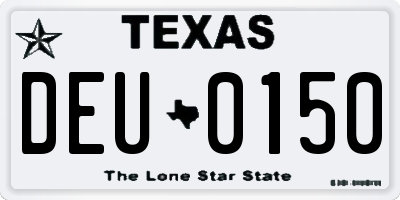 TX license plate DEU0150
