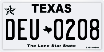 TX license plate DEU0208