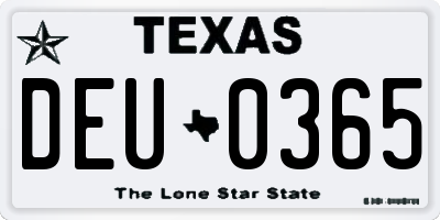 TX license plate DEU0365