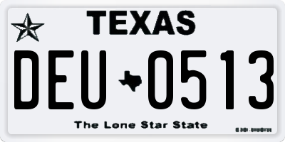 TX license plate DEU0513