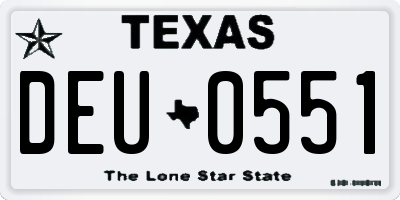 TX license plate DEU0551