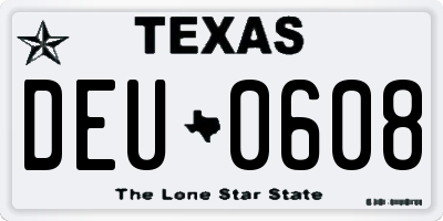 TX license plate DEU0608