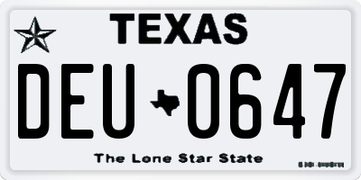 TX license plate DEU0647