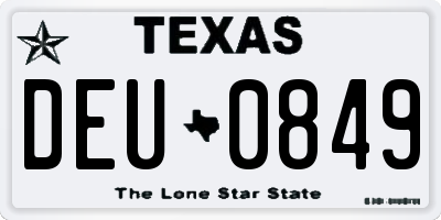 TX license plate DEU0849