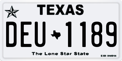 TX license plate DEU1189