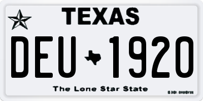 TX license plate DEU1920