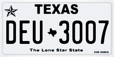 TX license plate DEU3007