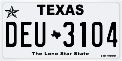 TX license plate DEU3104