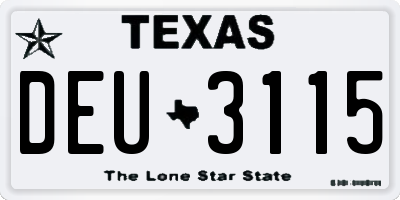 TX license plate DEU3115