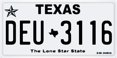TX license plate DEU3116