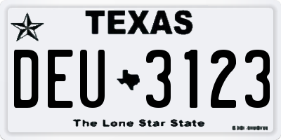TX license plate DEU3123