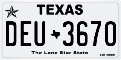 TX license plate DEU3670