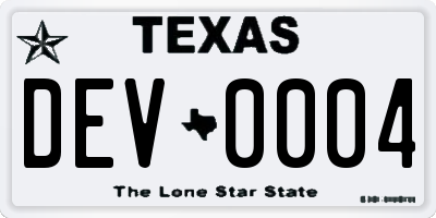 TX license plate DEV0004