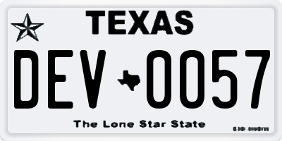 TX license plate DEV0057