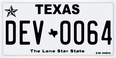 TX license plate DEV0064