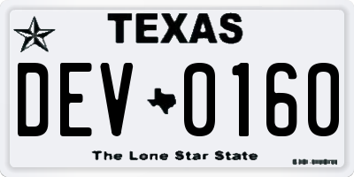 TX license plate DEV0160