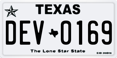 TX license plate DEV0169