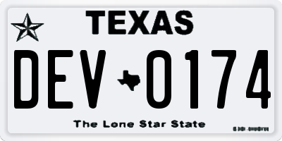 TX license plate DEV0174