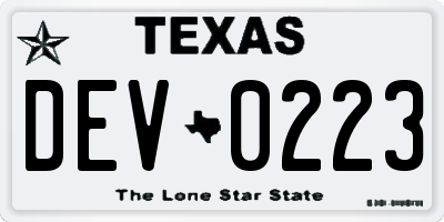 TX license plate DEV0223