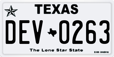 TX license plate DEV0263